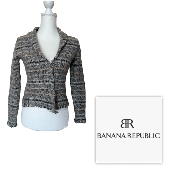 Banana Republic Sweaters - NWOT Banana Republic Women XS/S Wool Angora Rabbit Hair Fringe Cardigan Jacket